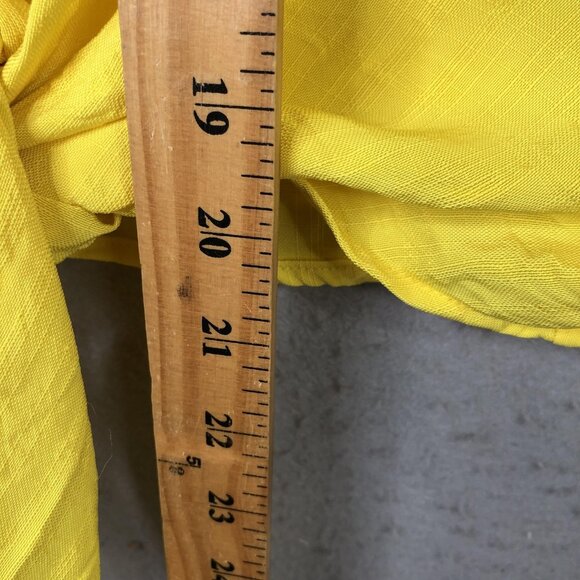 Rosie Assoulin Shirt Womens Medium Yellow Tie Front Short Sleeve 100% Viscose NY - Picture 4 of 16